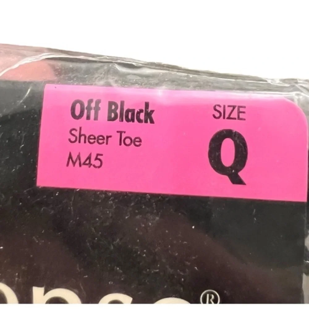 No Nonsense Premium Nylon Knee Highs Size‎ Q OFF BLACK Sheer Toe 2 Pairs NEW